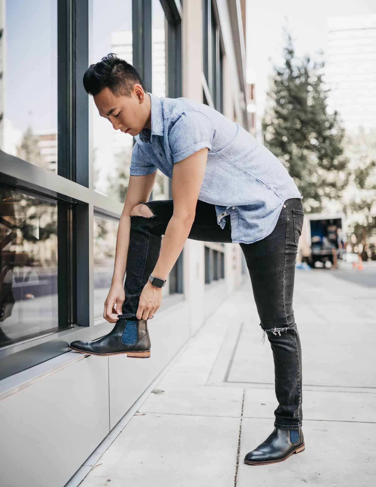 men's casual outfit with boots