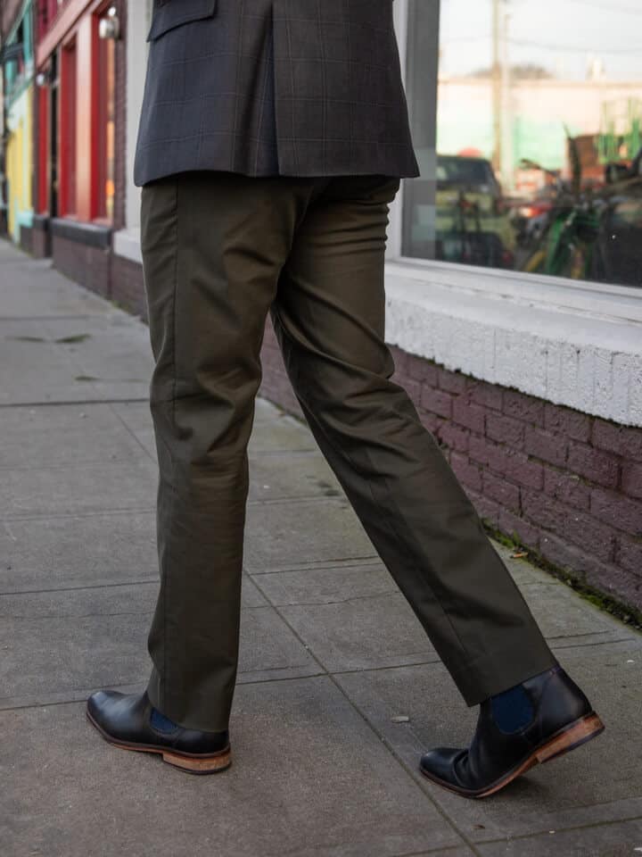 khaki pants with chelsea boots