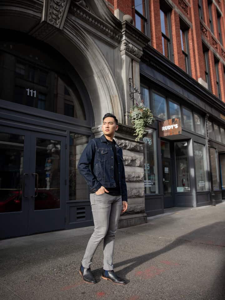 grey jeans pant combination shirt