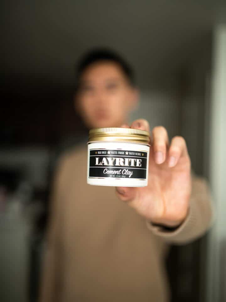 Selective focus on hair product.