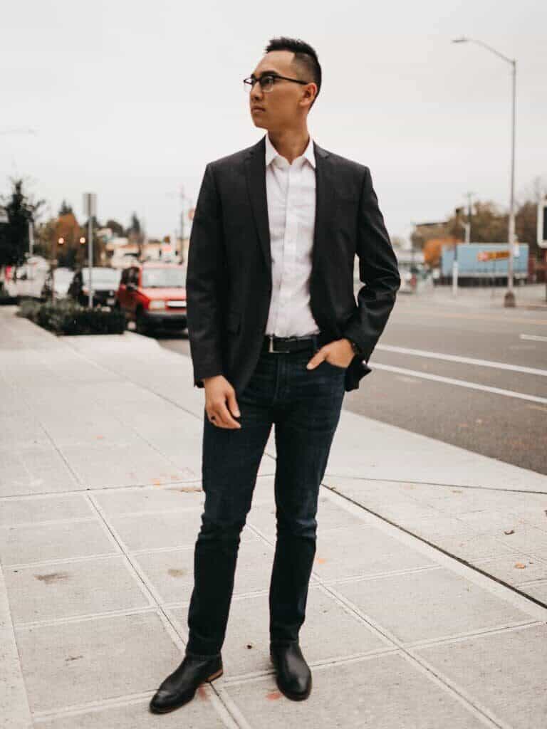casual suit jacket with jeans