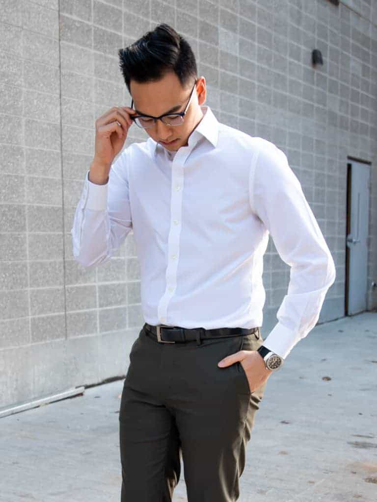 shirt with olive pants