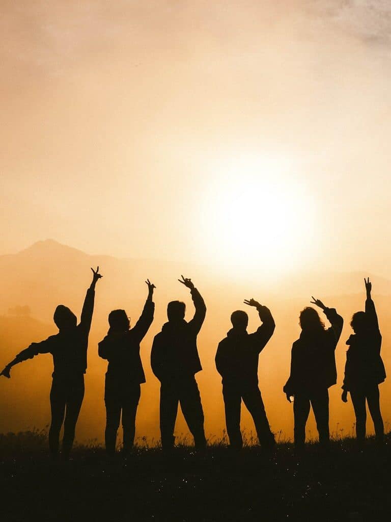 Silhouette of a group of people.