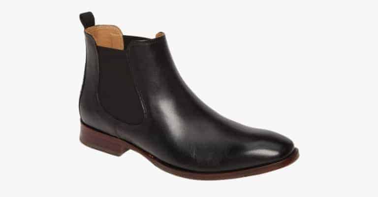 Black leather Chelsea boots.