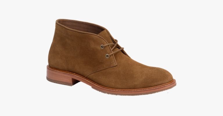 Brown leather Chukka boots.