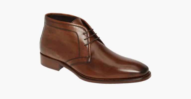 Brown leather Chukka boots.