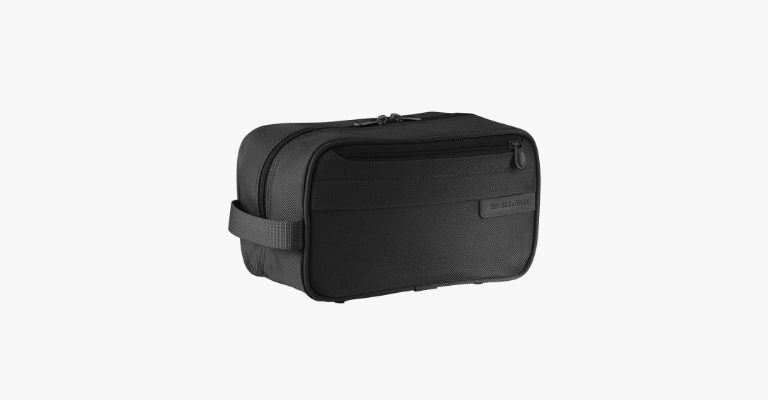 Black toiletry bag.