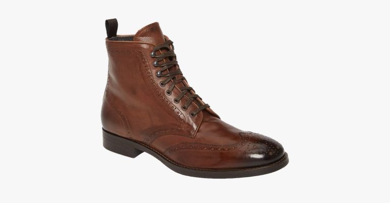 Brown leather lace-up boot.