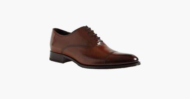 Brown Oxford dress shoe.