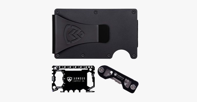 Metal wallet with a multitool and key-holder.