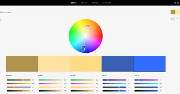 The color wheel showing blue and yellow.