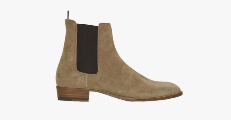 Tan suede Chelsea boots.