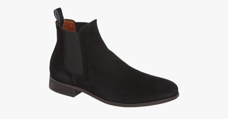 Black suede Chelsea boots.