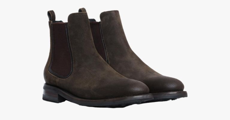 Dark Olive suede Chelsea boots.