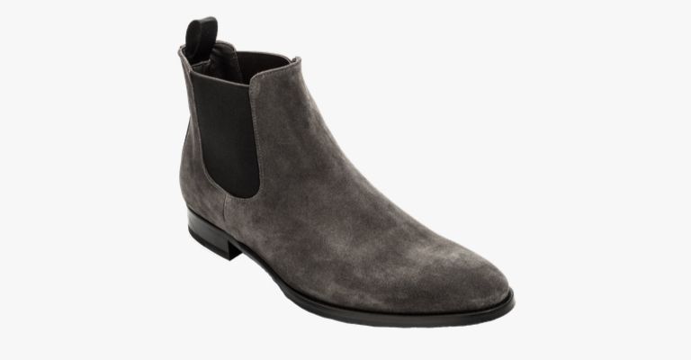 Grey suede Chelsea boots.