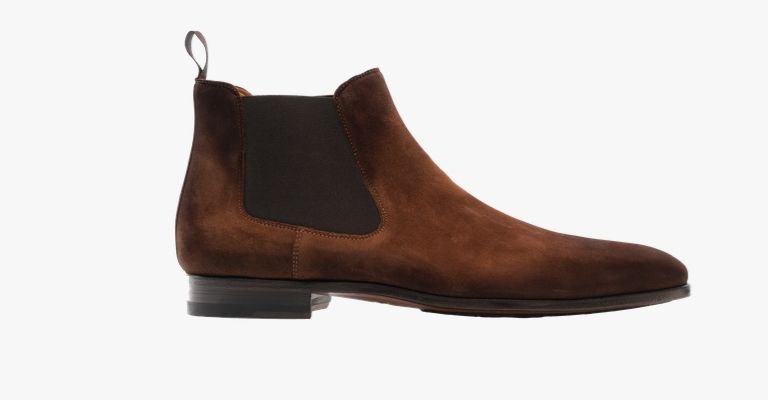 Cognac suede Chelsea boots.