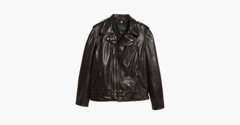 Black leather biker jacket.