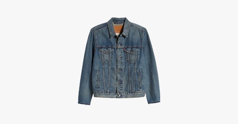 Blue denim trucker jacket.