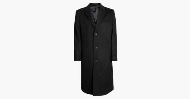 Black long overcoat.