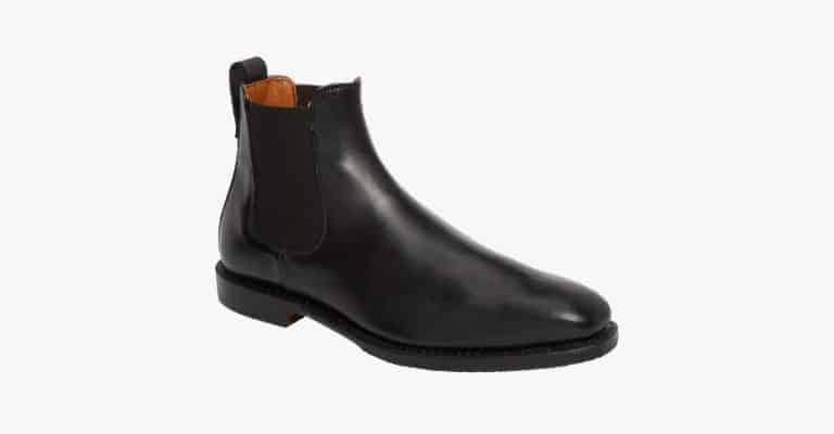 Black leather Chelsea boot.