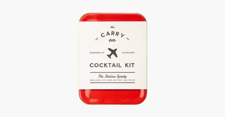 Small red carry-on cocktail kit.