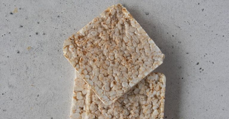 Rice crackers stacked on each other.