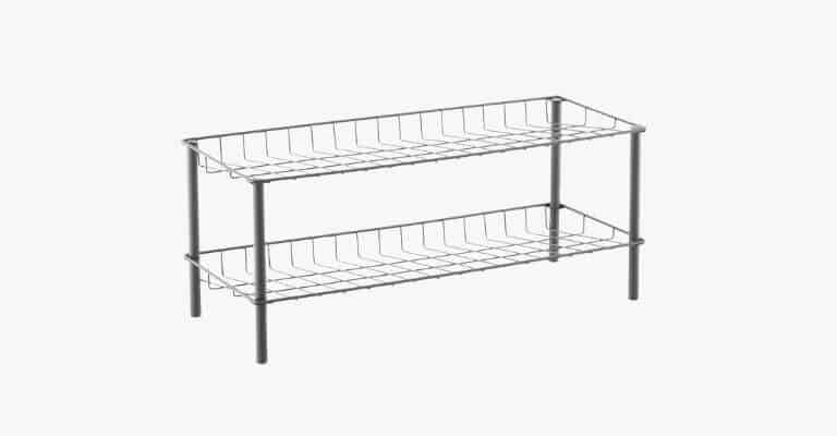 Metal 2-tier shoe rack.