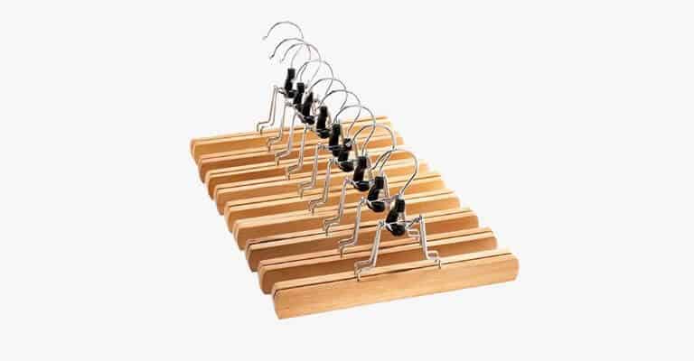 Group of wooden clip hangers.