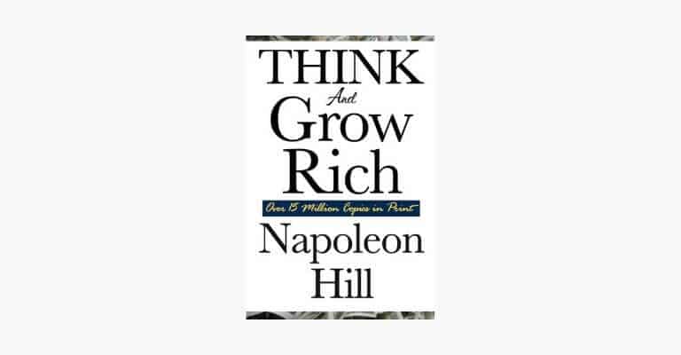 Book cover of Think and Grow Rich by Napoleon Hill.