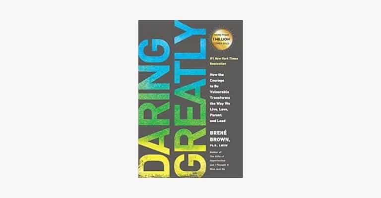 Book cover of Daring Greatly by Brene Brown.