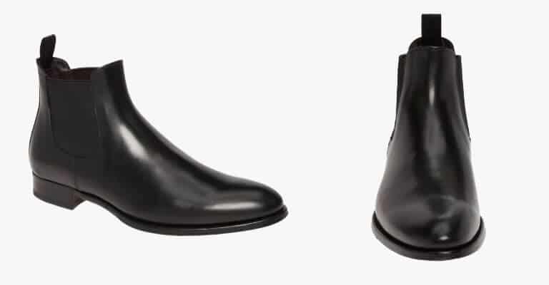 Black leather Chelsea boot.