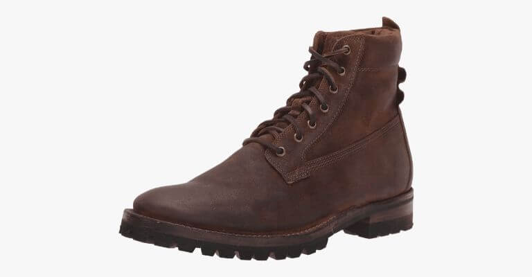 Brown suede workboot.