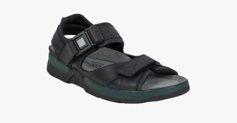 Mephisto black and dark green sandal.