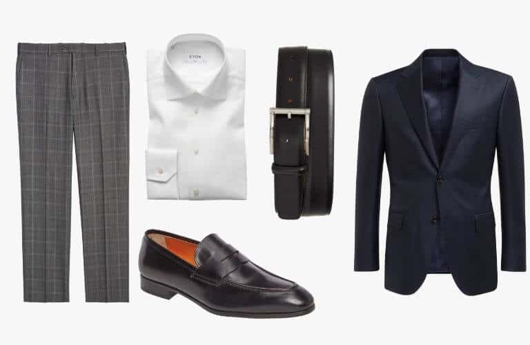 loafers and suit trousers