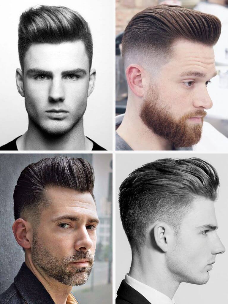 4 examples of the pompadour hairstyle.