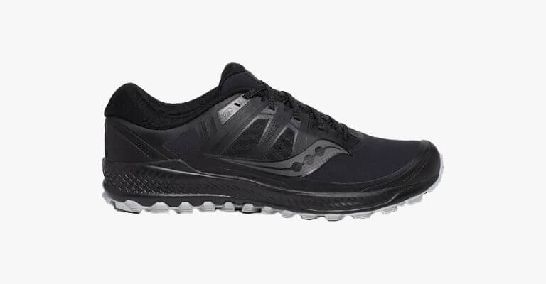 Black running shoe.