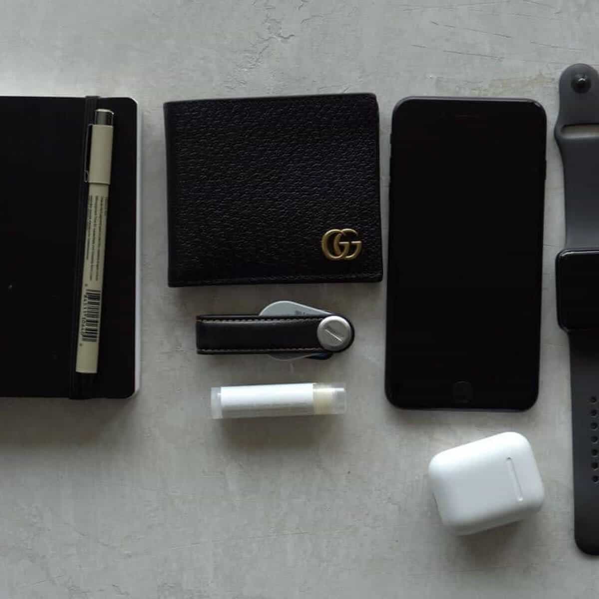 Flatlay of everyday carry items.