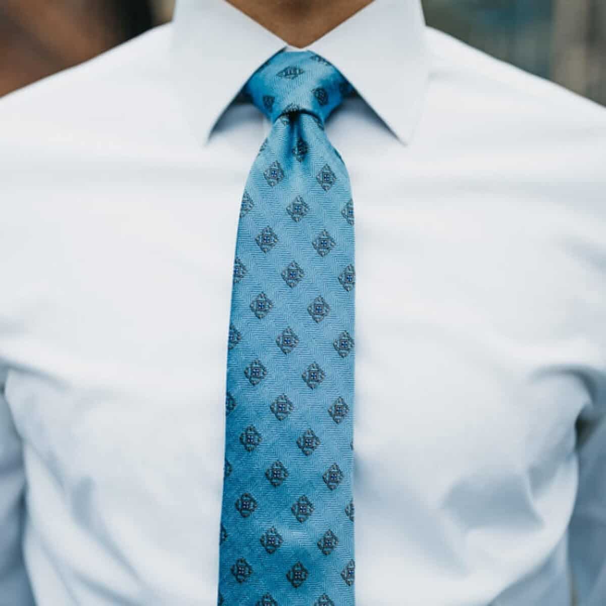 Close-up of a person's tie.