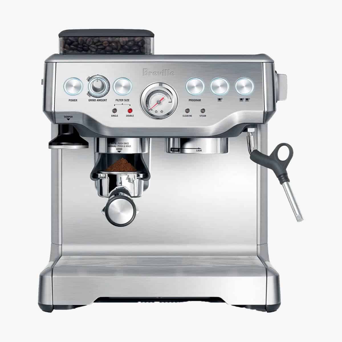 Breville silver espresso machine.