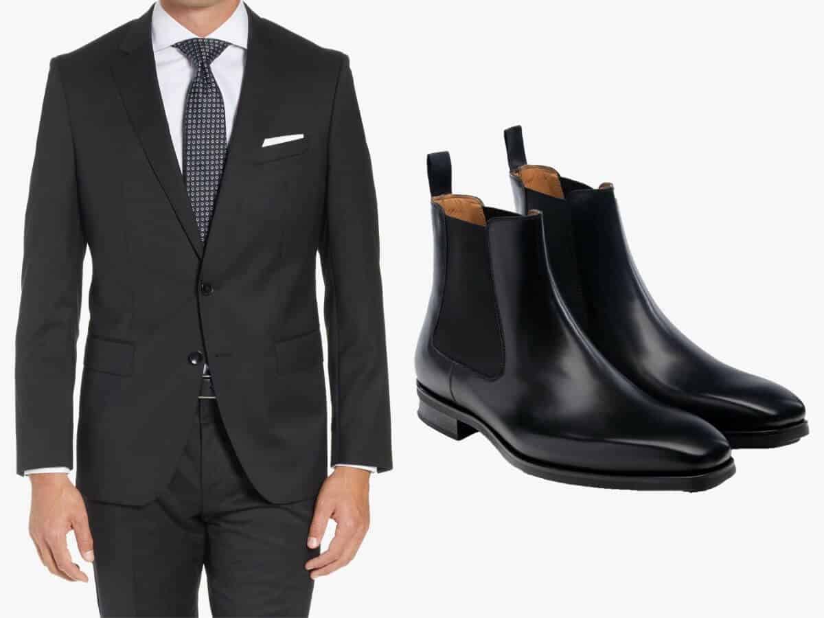 black chelsea boots suit