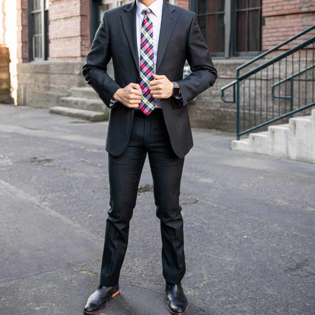 black chelsea boots suit