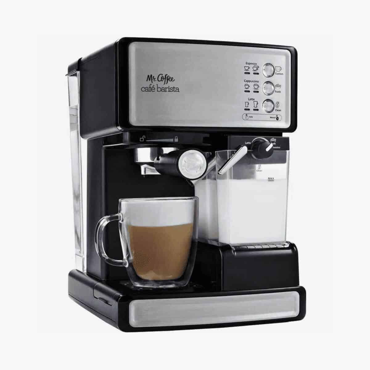 Mr. Coffee espresso machine with a mug.