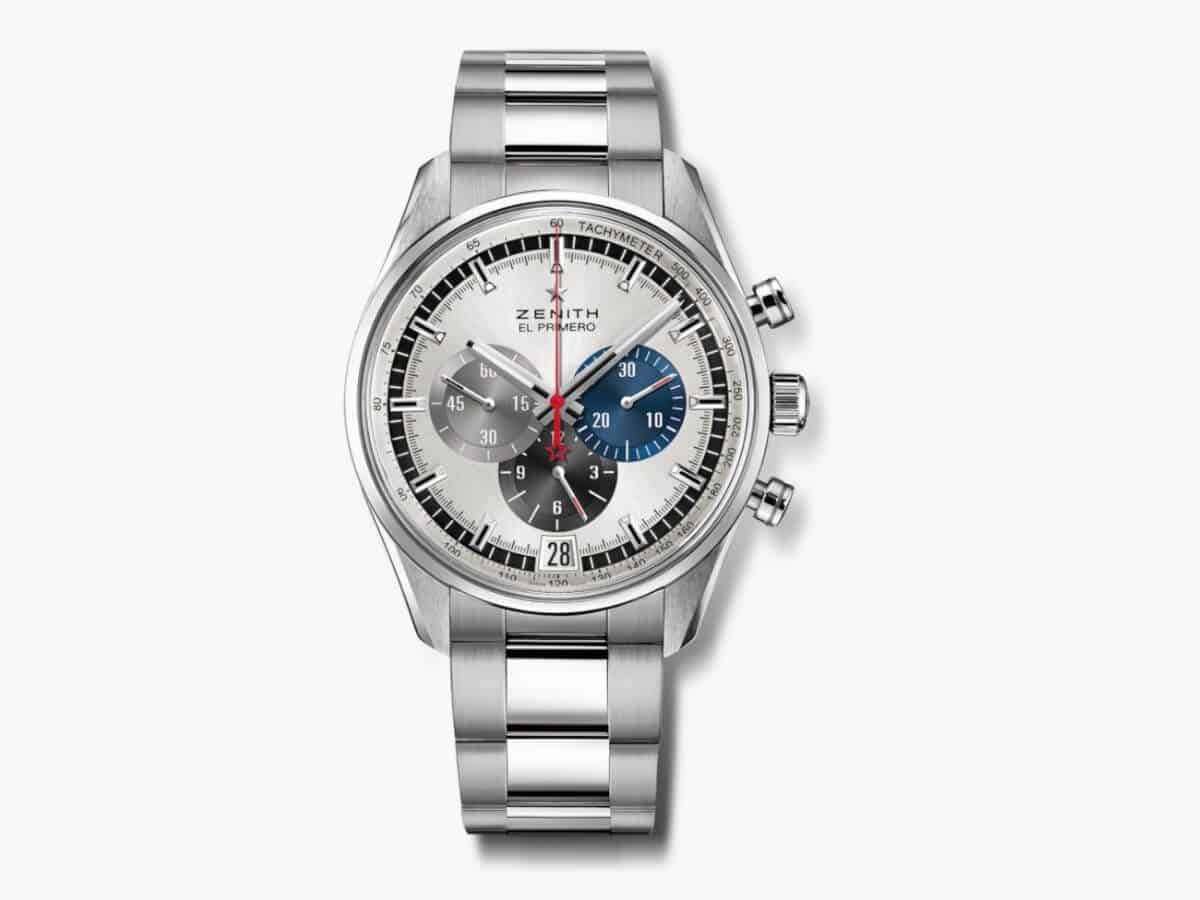 Silver Zenith chronograph watch.