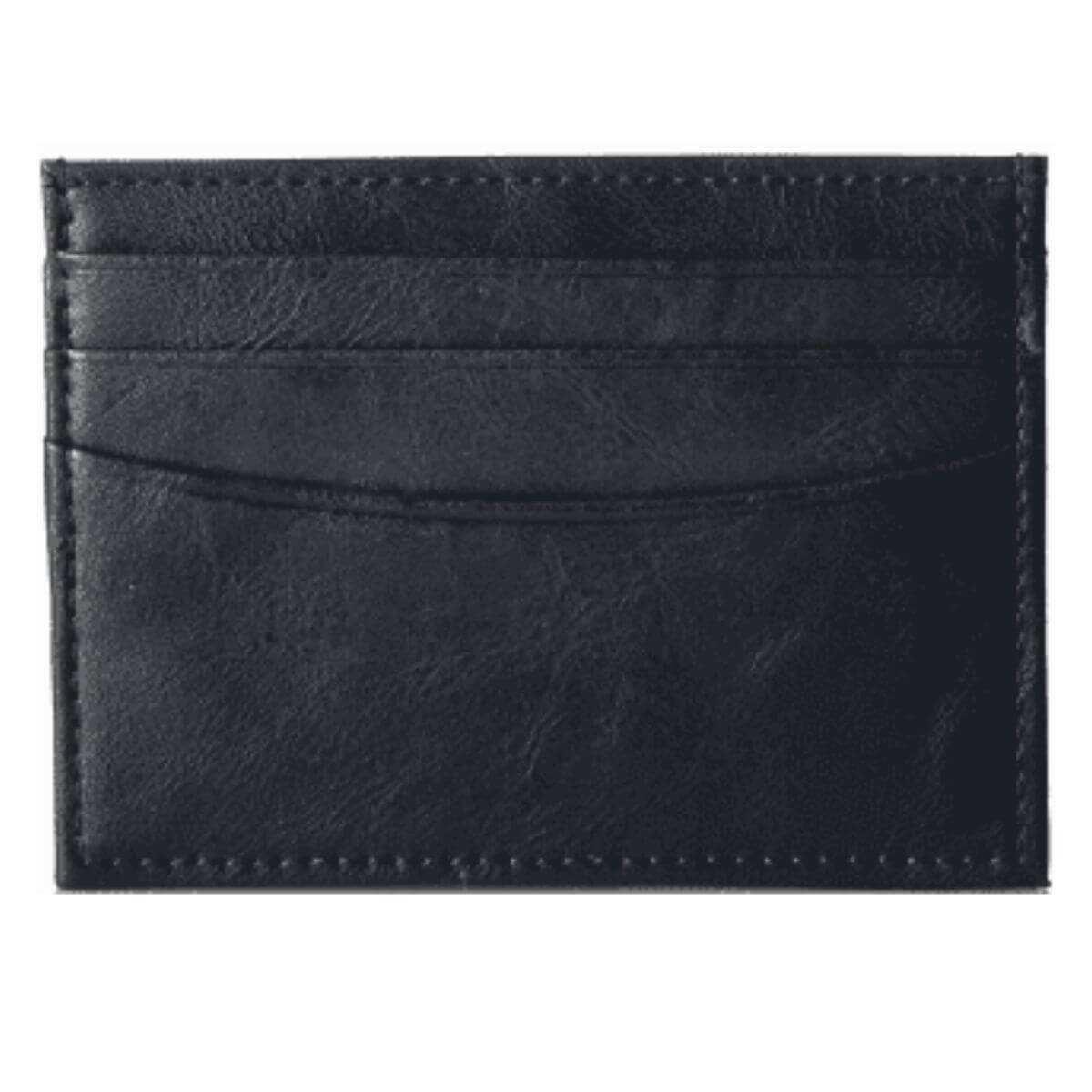 Black leather cardholder with empty slots.