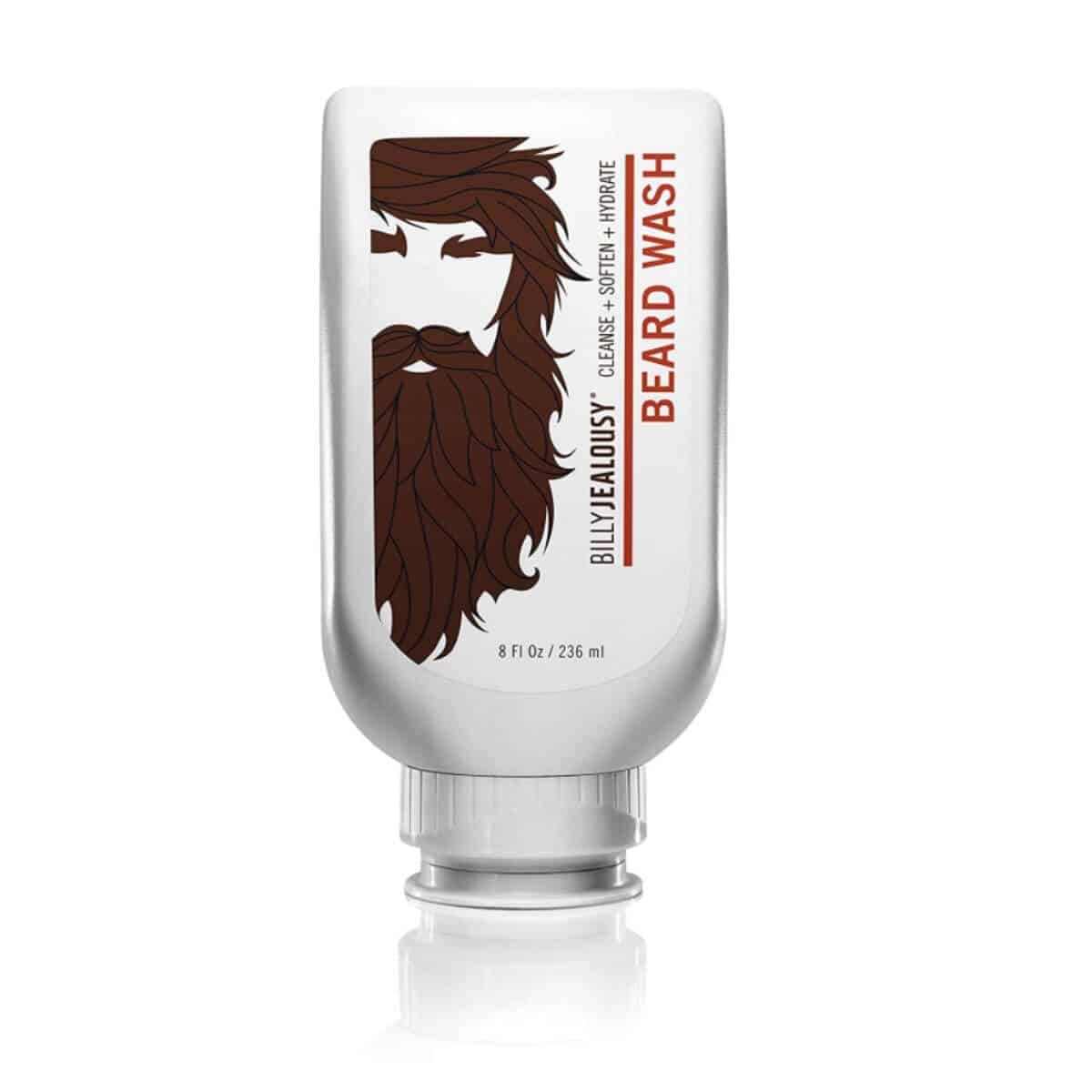 White bottle of beard wash.