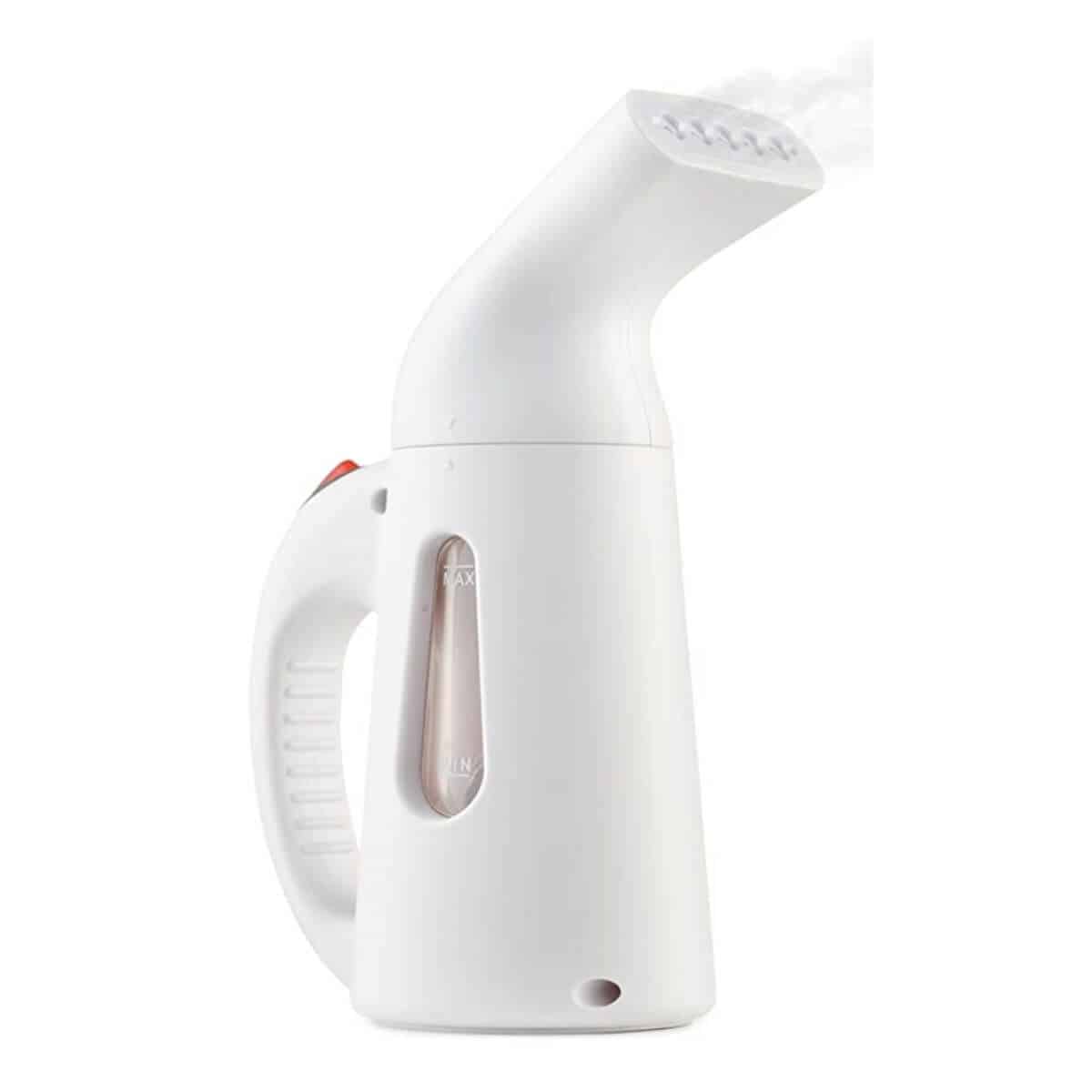 White handheld steamer.