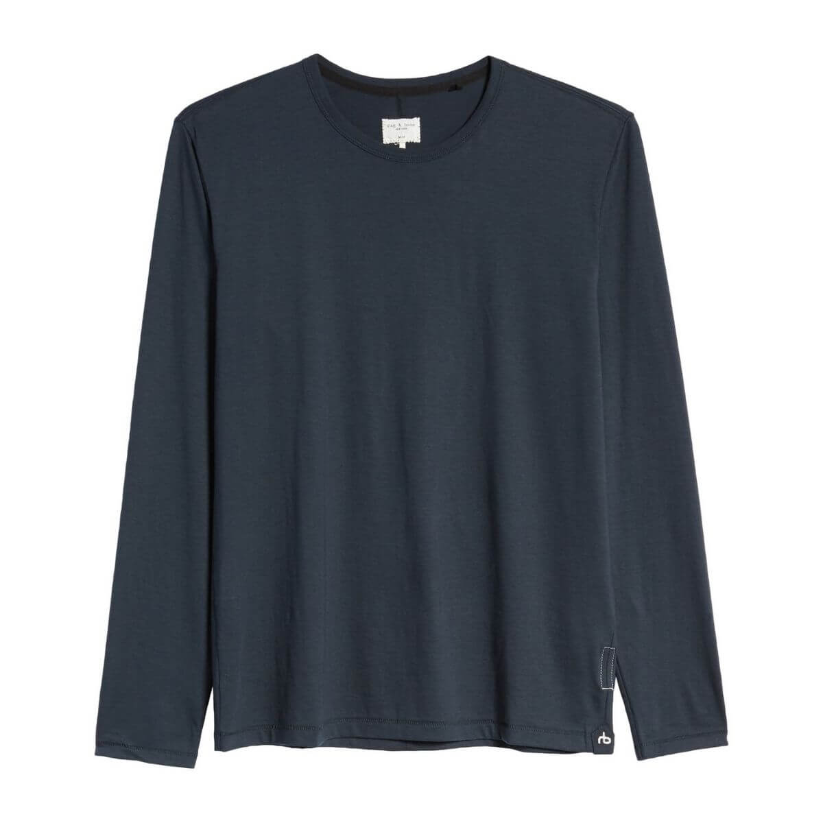 Navy blue long-sleeve t-shirt.