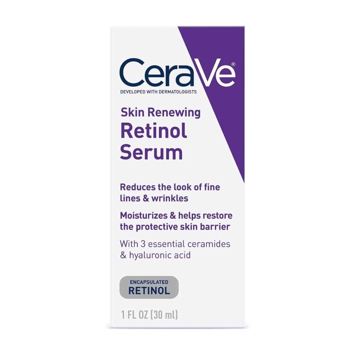 Box of CeraVe retinol serum.