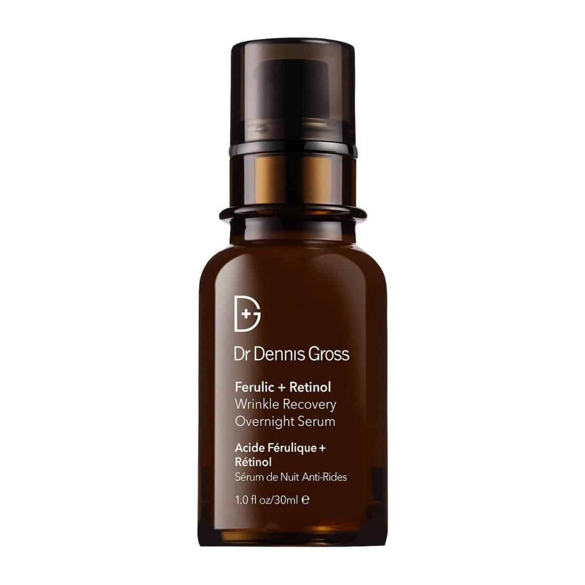 Amber bottle of retinol serum by Dr. Dennis Gross.