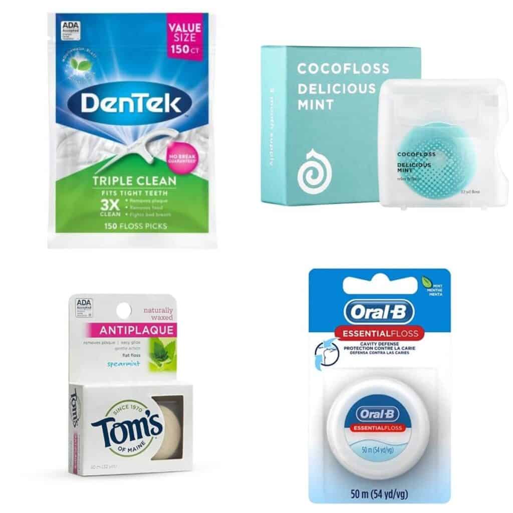 Four different types of floss.